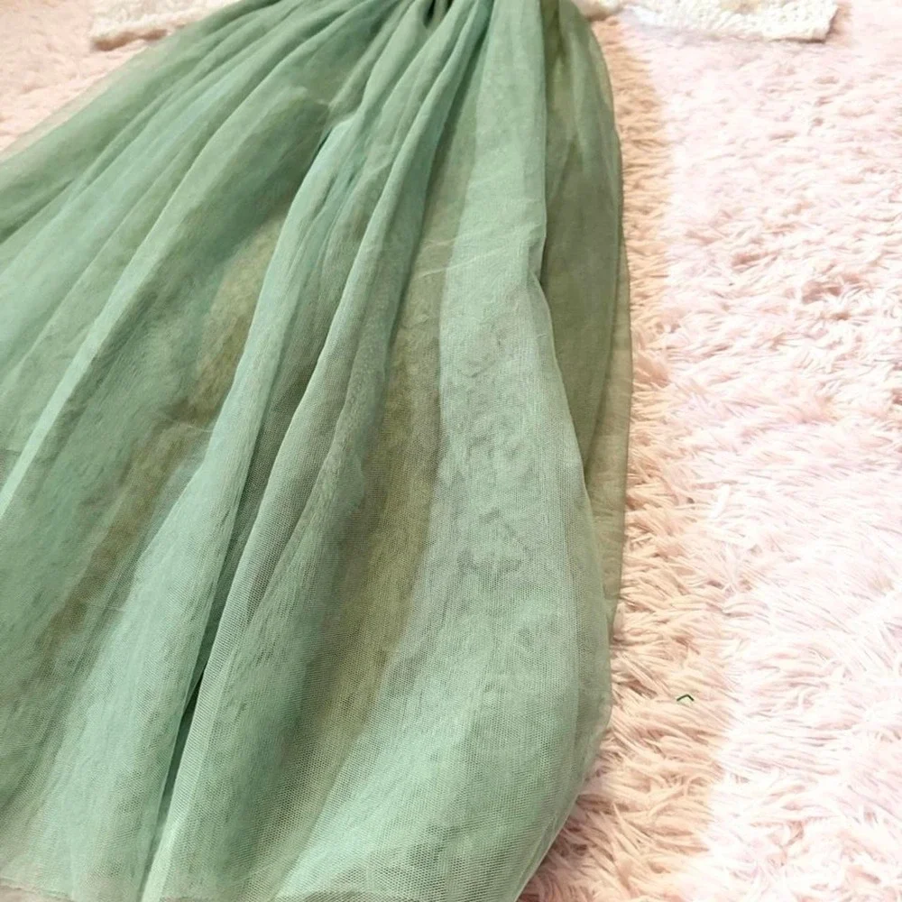 Whimsical Fairy Flower Girl Soft Artisan Delicate Forest Core Lace Dress Girls 6